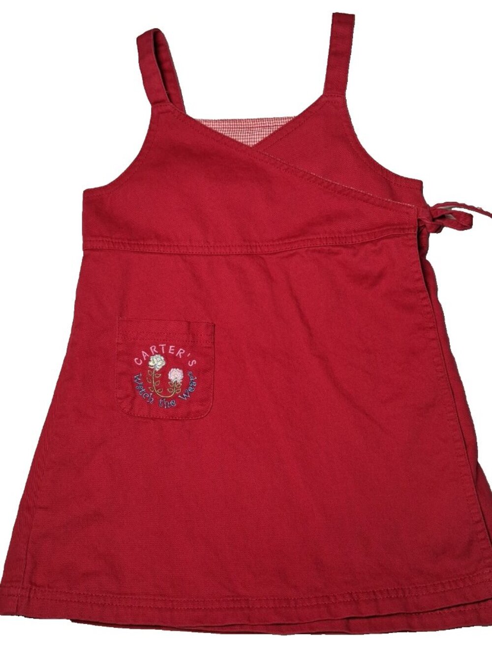 Vintage Carters Wrap Dress Jumper 4T Red Flowers Watch The Wear Twill